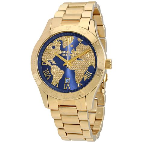 michael kors gold watch blue dial|Michael Kors blue watches.